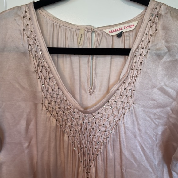 Taylor Silk Satin Beaded Tie Front Blouse Long Sleeve - Picture 13 of 16